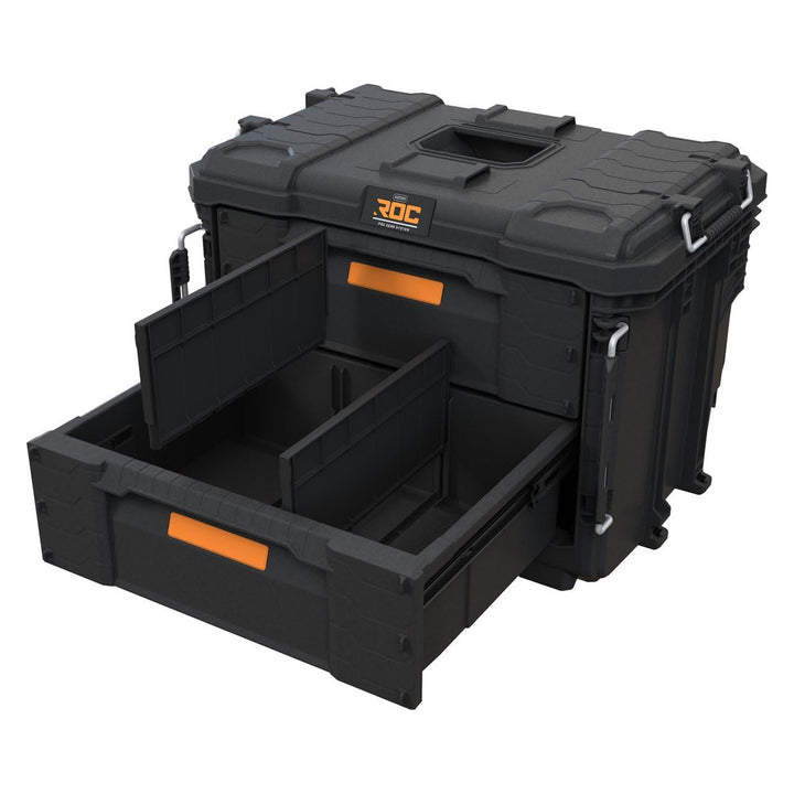 Cassetta degli attrezzi XL Keter ROC Pro Gear 2.0, con due cassetti, divisori inclusi, spazio per lucchetto, chiusure frontali, 259841
