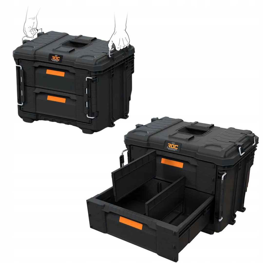 Cassetta degli attrezzi XL Keter ROC Pro Gear 2.0, con due cassetti, divisori inclusi, spazio per lucchetto, chiusure frontali, 259841