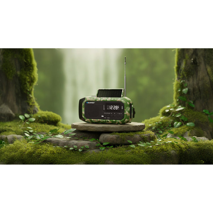 Radio FM con allarme Blaupunkt, torcia LED, luce di lettura, triplo sistema di ricarica, allarme SOS, ER20GC