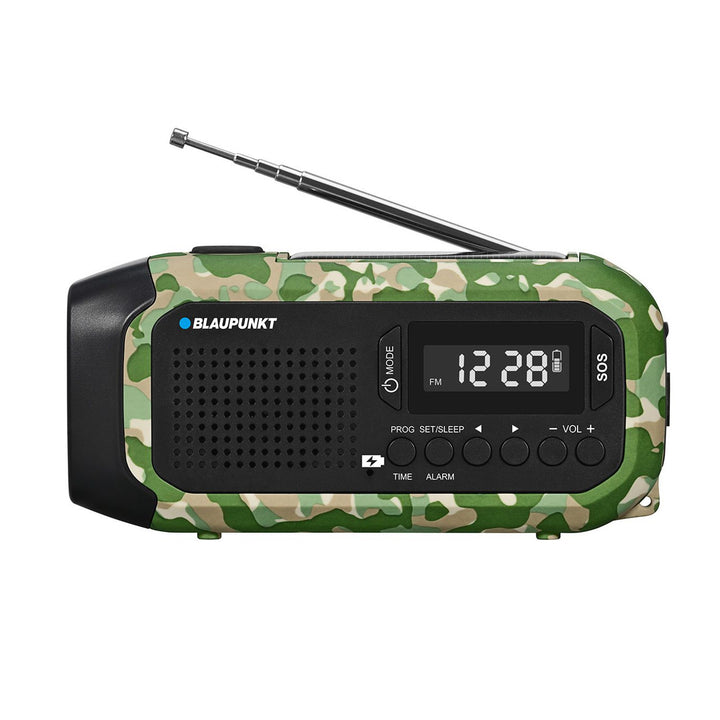 Radio FM con allarme Blaupunkt, torcia LED, luce di lettura, triplo sistema di ricarica, allarme SOS, ER20GC