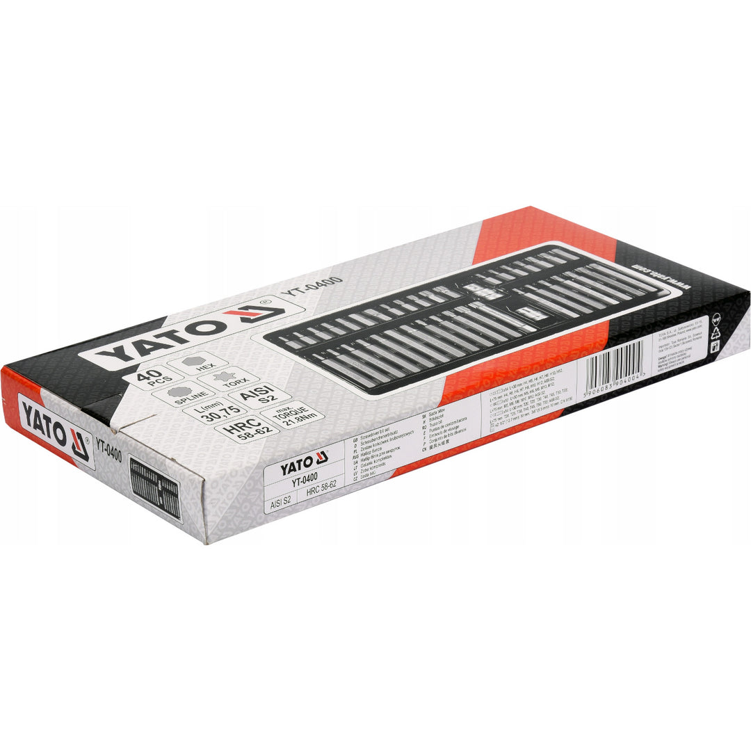 Set professionale di punte Yato, Torx, Spline, Hex, in acciaio legato per utensili S2, elevata durezza HRC 58 62, in valigetta, YT-0400