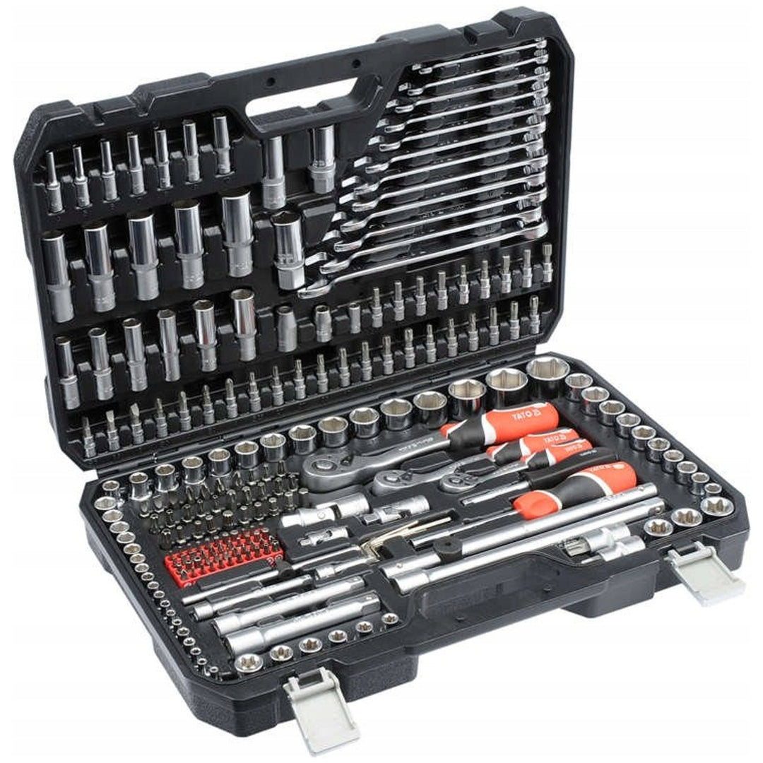 Set di utensili professionale Yato, chiavi a bussola e bussole, in acciaio al cromo-vanadio, 216 elementi, bussole con sistema AS-Drive, in valigetta, YT-38841