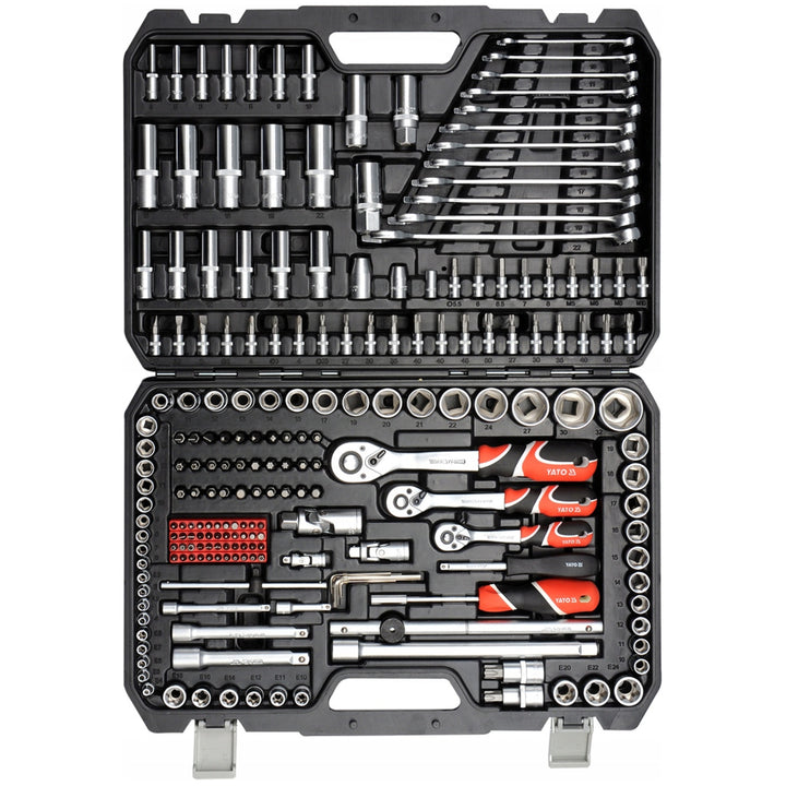 Set di utensili professionale Yato, chiavi a bussola e bussole, in acciaio al cromo-vanadio, 216 elementi, bussole con sistema AS-Drive, in valigetta, YT-38841