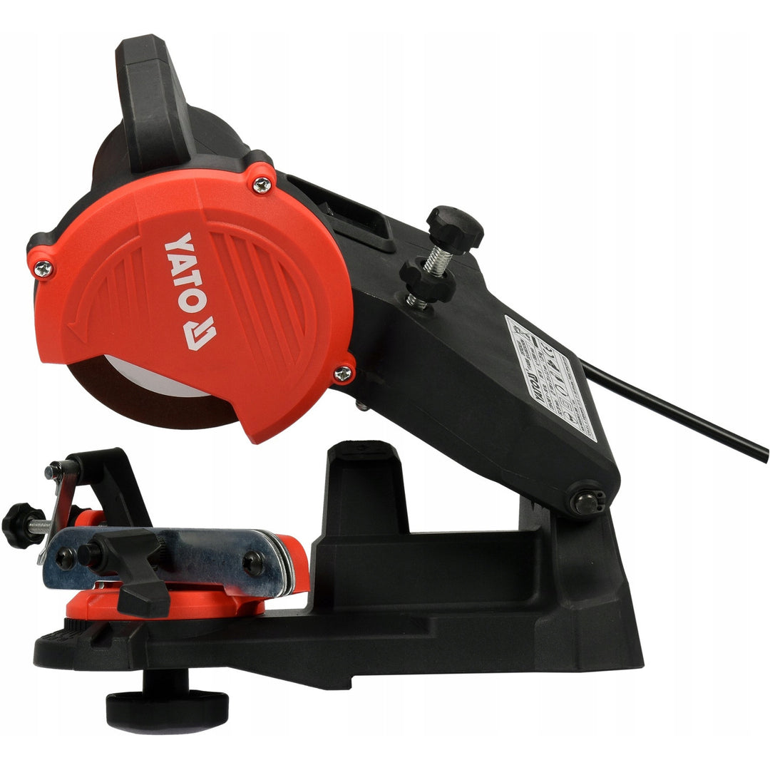 Affilatrice elettrica Yato, per catene da taglio per motoseghe, potenza 85 W, velocità di rotazione 5500 giri/min, angolo di affilatura 0-35°, guida metallica, cavo 1,8 m, YT-84990