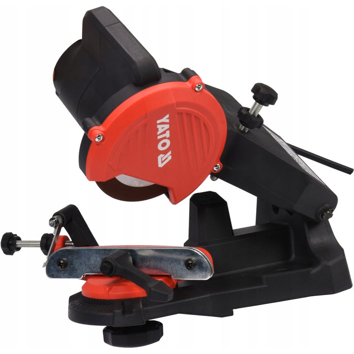 Affilatrice elettrica Yato, per catene da taglio per motoseghe, potenza 85 W, velocità di rotazione 5500 giri/min, angolo di affilatura 0-35°, guida metallica, cavo 1,8 m, YT-84990