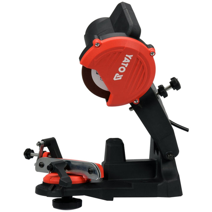 Affilatrice elettrica Yato, per catene da taglio per motoseghe, potenza 85 W, velocità di rotazione 5500 giri/min, angolo di affilatura 0-35°, guida metallica, cavo 1,8 m, YT-84990