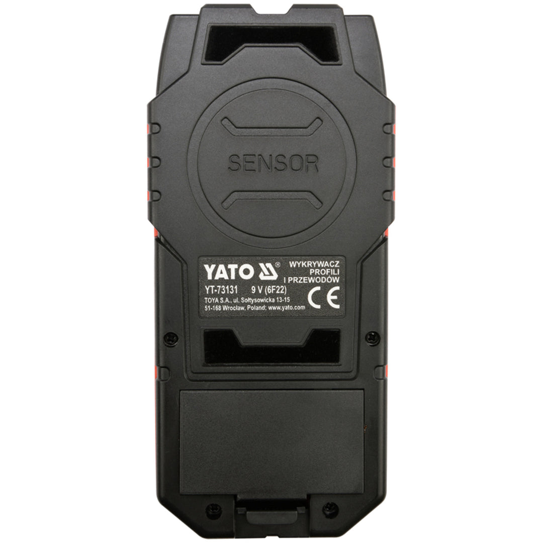 Rilevatore professionale di cavi e profili Yato, ampio display con retroilluminazione a LED, custodia inclusa, segnale acustico e tre LED di segnalazione, regolazione della potenza di rilevamento, YT-73131