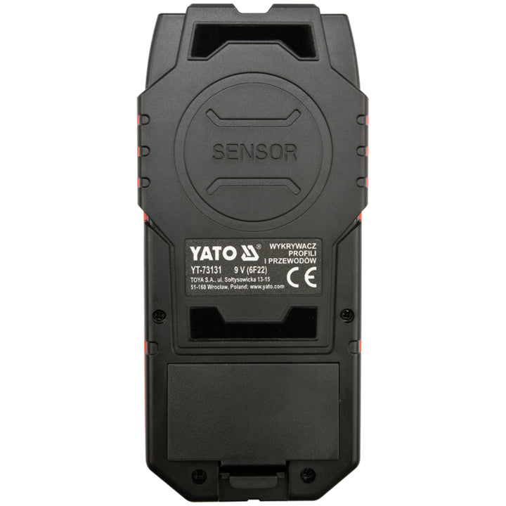 Rilevatore professionale di cavi e profili Yato, ampio display con retroilluminazione a LED, custodia inclusa, segnale acustico e tre LED di segnalazione, regolazione della potenza di rilevamento, YT-73131