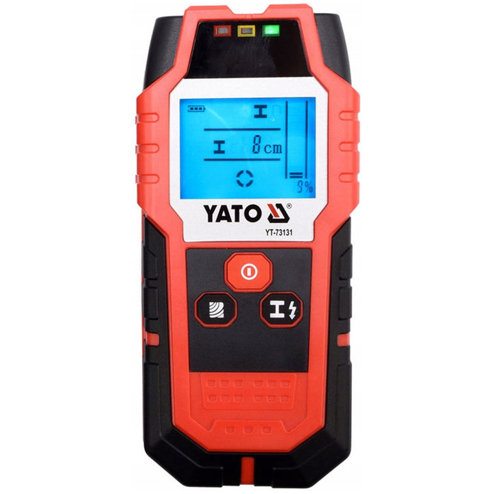 Rilevatore professionale di cavi e profili Yato, ampio display con retroilluminazione a LED, custodia inclusa, segnale acustico e tre LED di segnalazione, regolazione della potenza di rilevamento, YT-73131