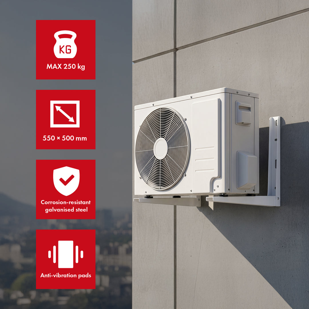 Supporto / gancio per condizionatore / pompa di calore Maclean, lunghezza del braccio 500x550 mm, acciaio zincato, fino a 250 kg, MC-144