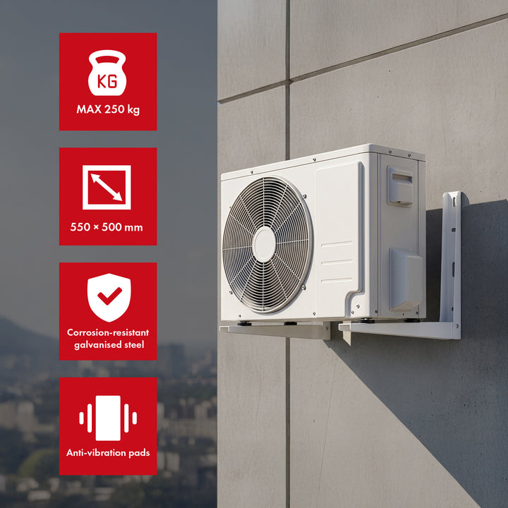 Supporto / gancio per condizionatore / pompa di calore Maclean, lunghezza del braccio 500x550 mm, acciaio zincato, fino a 250 kg, MC-144