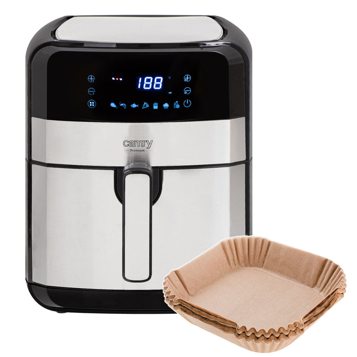 Friggitrice senza olio, 9 programmi, 5,0 L, Airfryer, Camry CR 6311 + inserti di carta per friggitrice, 16 cm, biodegradabili, 100 pezzi