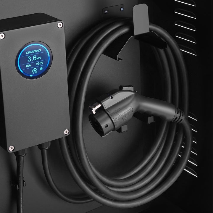 Armadietto per caricabatterie per veicoli elettrici Maclean, impermeabile IP65, acciaio + vetro temperato, dimensioni 70x50x25 cm, MC-900