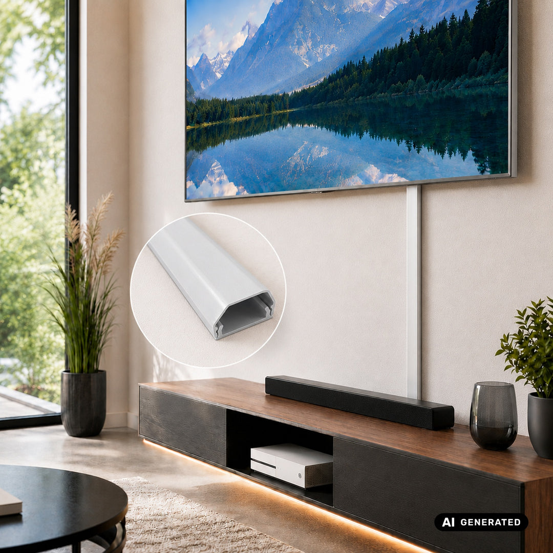 Profilo di copertura in alluminio per cavi Maclean, 33x18x750 mm, bianco, MCTV-897 W