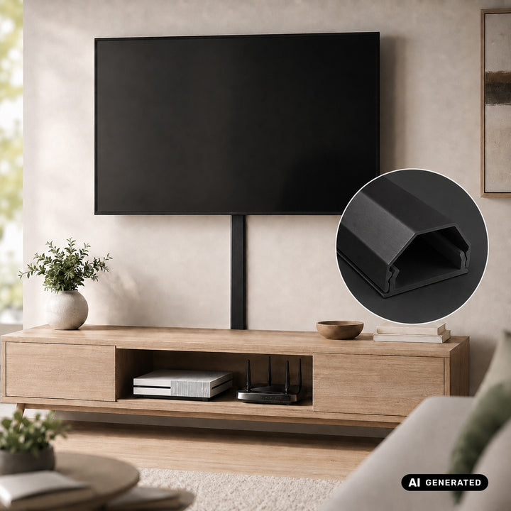 Profilo di copertura in alluminio per cavi Maclean, 33x18x750 mm, nero, MCTV-897 B