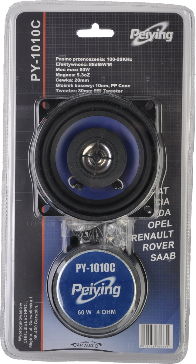 Coppia Casse Altoparlanti per auto a due vie PY-1010C 10cm 60W Peiying
