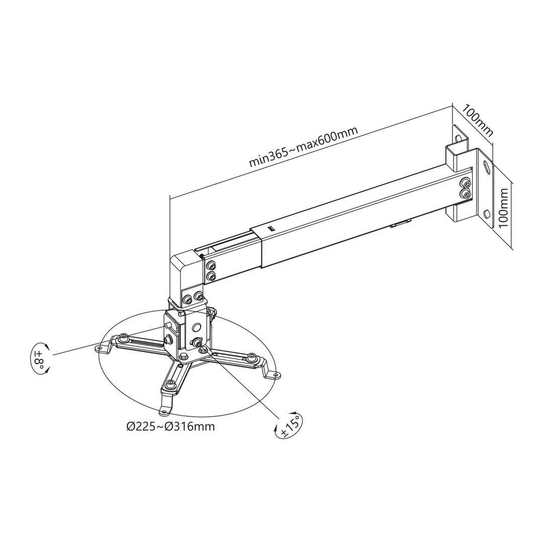 Supporto / gancio da parete per proiettore Maclean, bianco, fino a 20 kg, MC-205 W