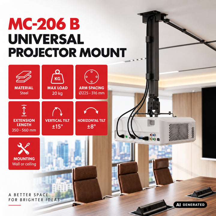 Supporto / gancio universale per proiettore Maclean, nero, fino a 20 kg, MC-206 B