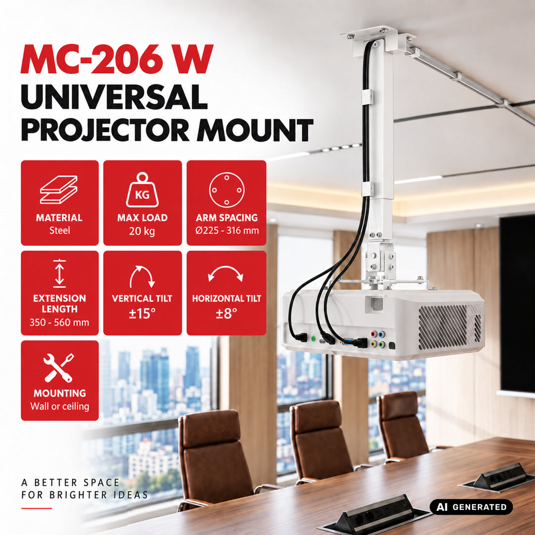 Supporto/gancio universale per proiettore Maclean, bianco, fino a 20 kg, MC-206 W