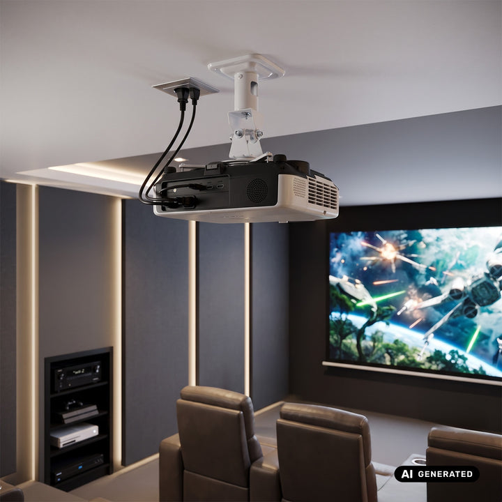 Supporto / gancio a soffitto per proiettore Maclean, in acciaio, 180~310 mm, fino a 15 kg, MC-208 W