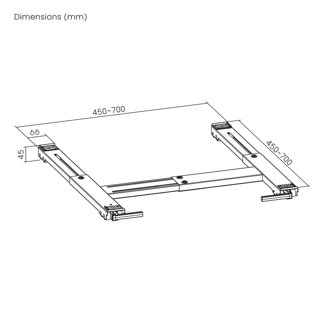 Base mobile per elettrodomestici fino a 300 kg, Maclean, universale, regolabile, larghezza massima 450-700 mm, MC-918