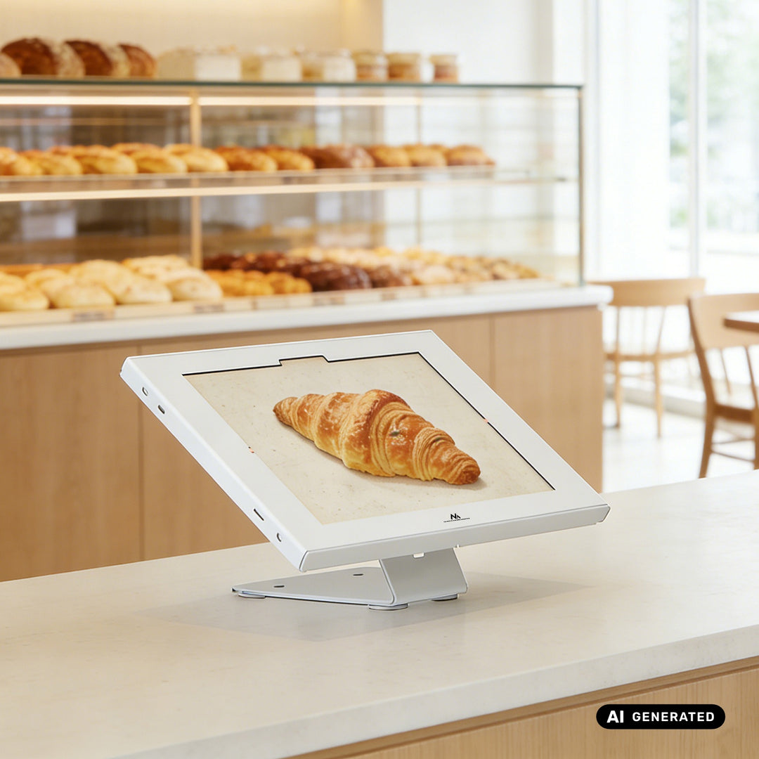 Supporto pubblicitario per tablet Maclean, con sistema di bloccaggio, 12,4"-13", iPad Air/Pro, Samsung Tab S10+/S9+/S8+/S7+, 257x350x22 mm, MC-956 W