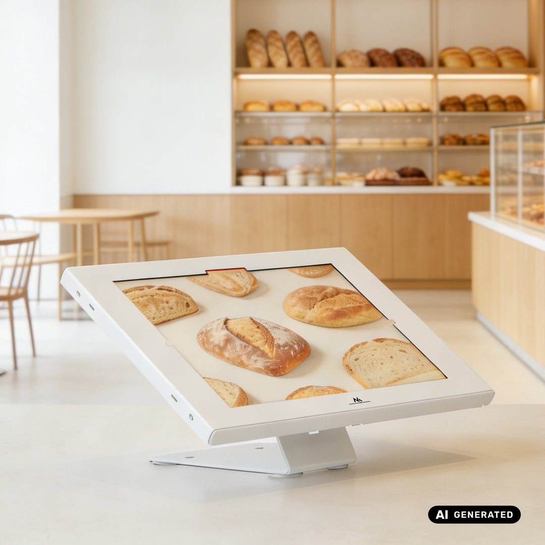 Supporto pubblicitario per tablet Maclean, con sistema di bloccaggio, 12,4"-13", iPad Air/Pro, Samsung Tab S10+/S9+/S8+/S7+, 257x350x22 mm, MC-956 W