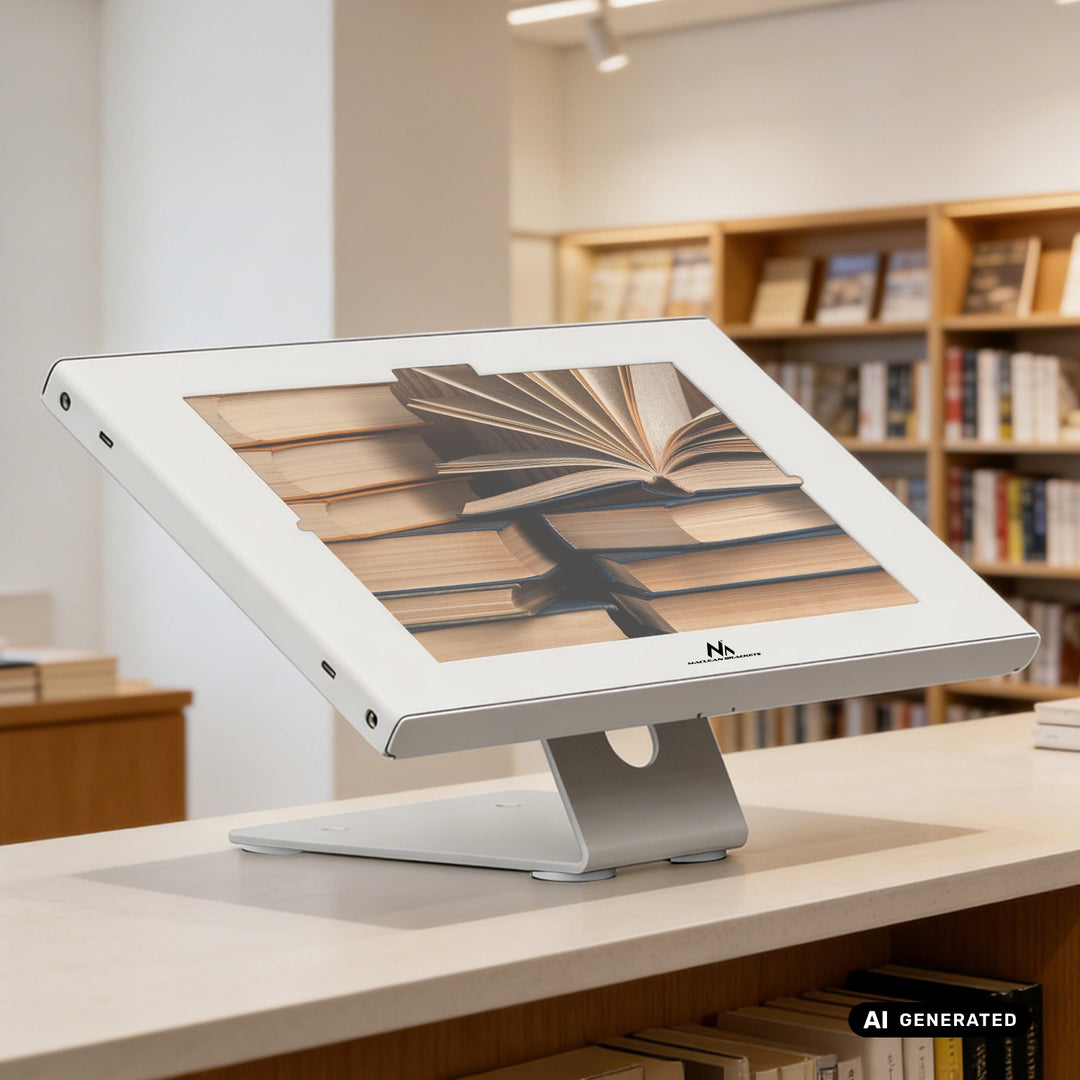 Supporto pubblicitario per tablet Maclean, con sistema di bloccaggio, 10,9"-11", iPad Air/Pro, Samsung Tab serie A e S, 220x323x22 mm, MC-957 W