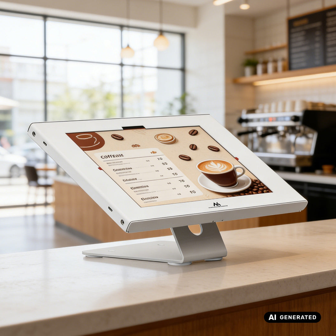 Supporto pubblicitario per tablet Maclean, con sistema di bloccaggio, 10,9"-11", iPad Air/Pro, Samsung Tab serie A e S, 220x323x22 mm, MC-957 W