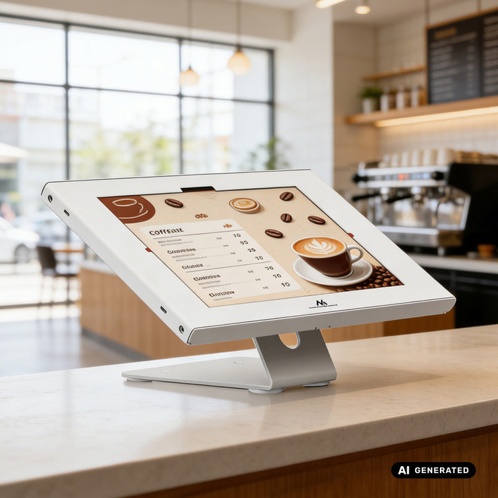 Supporto pubblicitario per tablet Maclean, con sistema di bloccaggio, 10,9"-11", iPad Air/Pro, Samsung Tab serie A e S, 220x323x22 mm, MC-957 W