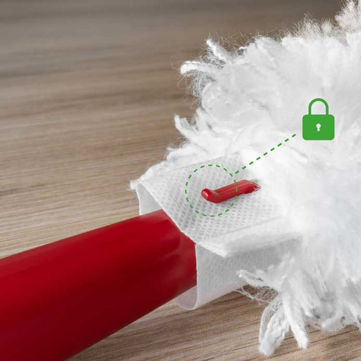 Scopa per la polvere Vileda Flex&Catch, con manico corto, protezione antiscivolo, testa flessibile + 10 ricambi