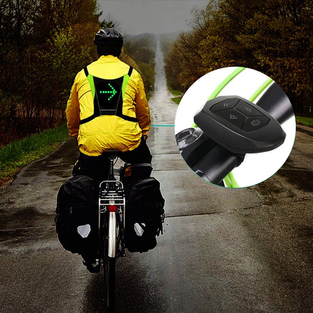 Zaino con segnalatore LED, telecomando, impermeabilità: telecomando IPx5, zaino IPX2 + bretelle sportive per telefono Maclean