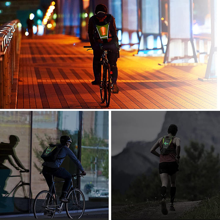 Zaino con segnalatore LED, con telecomando, impermeabile: telecomando IPx5, zaino IPX2 + spallacci sportivi universali, per telefono, fotocamera, videocamera GoPro e altri dispositivi, supporto girevole, MC-294