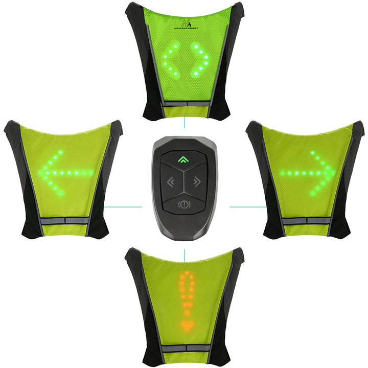Zaino con segnalatore LED, con telecomando, impermeabile: telecomando IPx5, zaino IPX2 + bretelle sportive per telefono Maclean, universali, MC-446