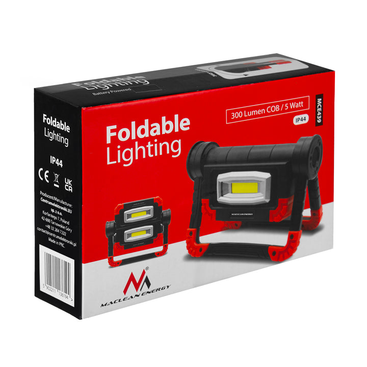 Lampada da lavoro LED COB Maclean, 300 lm, 3 modalità di illuminazione, temperatura di colore 6500K, MCE439 2 pezzi + 8 batterie Varta Industrial AA