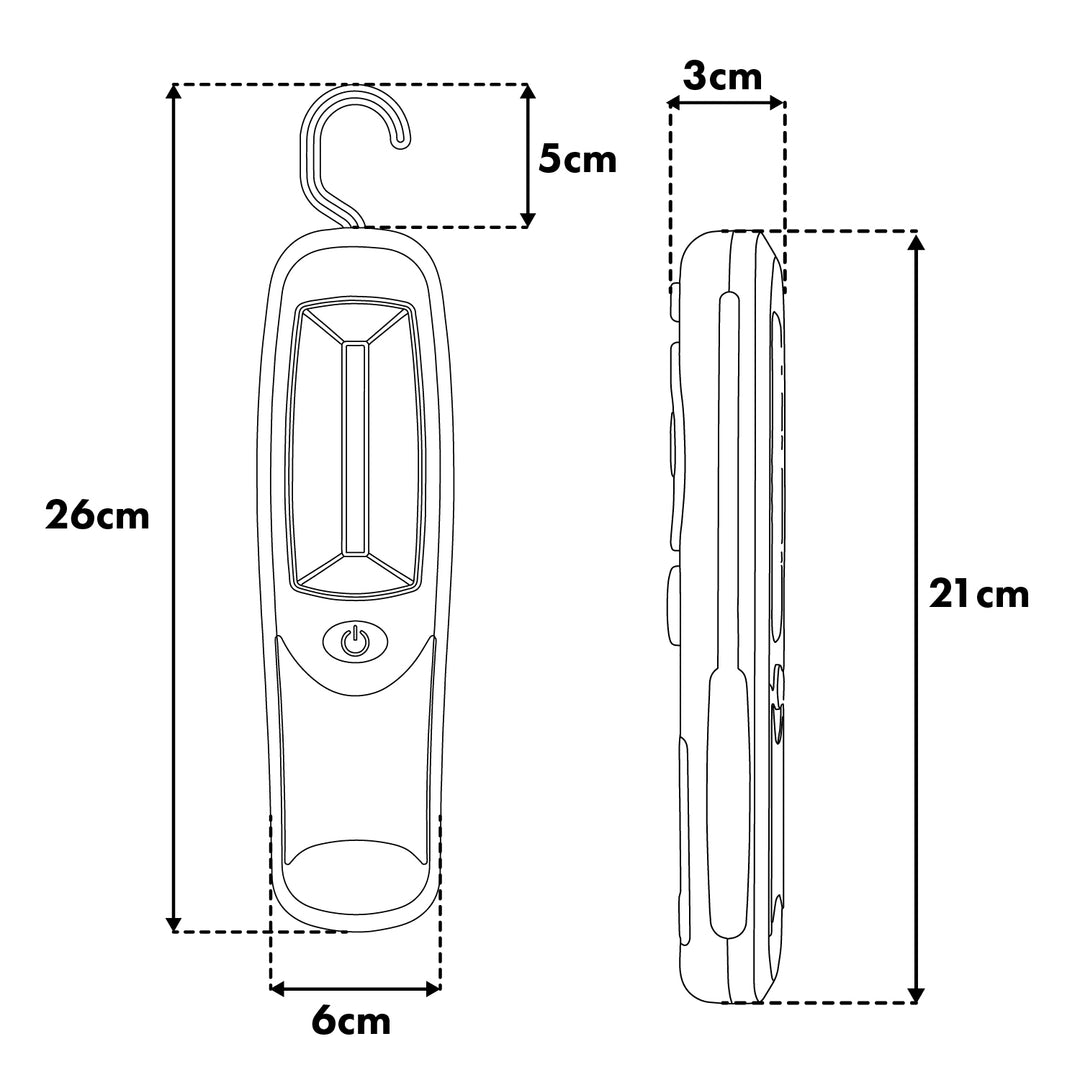 Lampada da officina COB LED Maclean, magnete, gancio, MCE03 2 pezzi + 6 batterie Varta Industrial LR6/AA R-06
