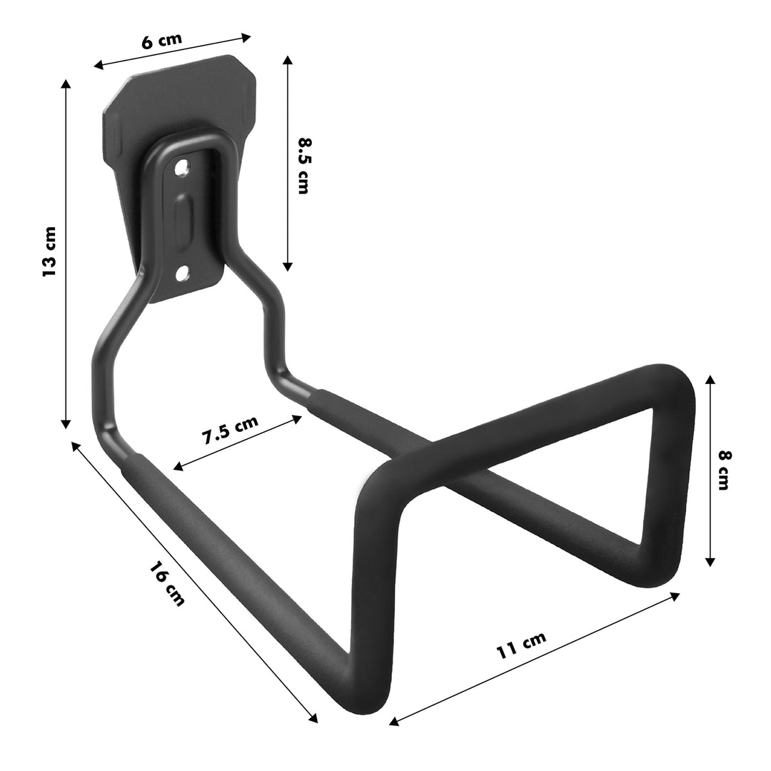 Supporto da parete per garage Maclean, per pneumatici, attrezzi da giardino, scale, tubi flessibili, biciclette, in acciaio, carico massimo 35 kg, MC-441, 3 pezzi
