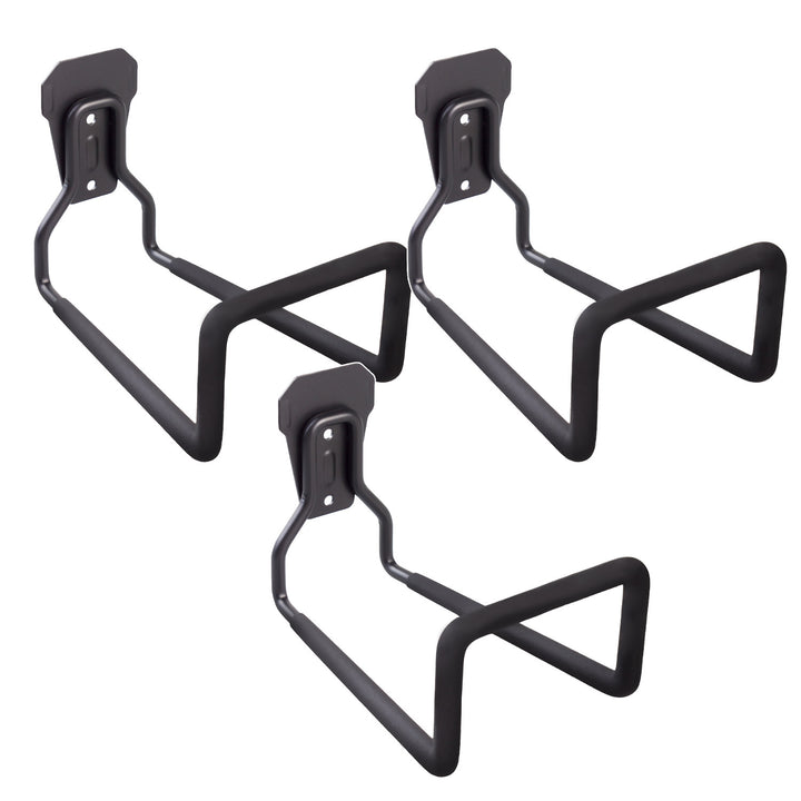 Supporto da parete per garage Maclean, per pneumatici, attrezzi da giardino, scale, tubi flessibili, biciclette, in acciaio, carico massimo 35 kg, MC-441, 3 pezzi
