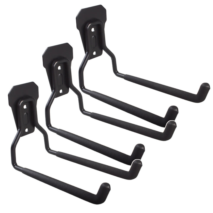 Supporto / gancio da parete Maclean, per pneumatici, attrezzi da giardino, scale, tubi flessibili, biciclette, in acciaio, carico massimo 35 kg, MC-440, 3 pezzi