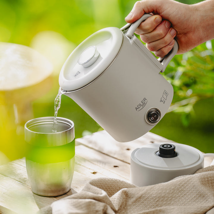 Bollitore elettrico Adler, da viaggio, doppia parete, capacità 0,8 l, potenza max. 650 W, grigio, AD 1388