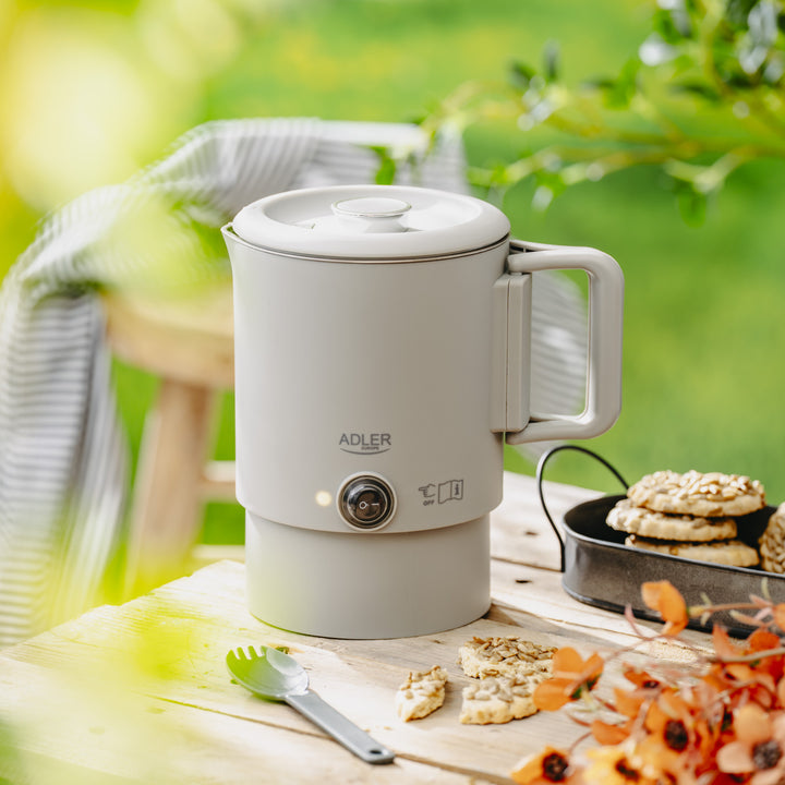 Bollitore elettrico Adler, da viaggio, doppia parete, capacità 0,8 l, potenza max. 650 W, grigio, AD 1388