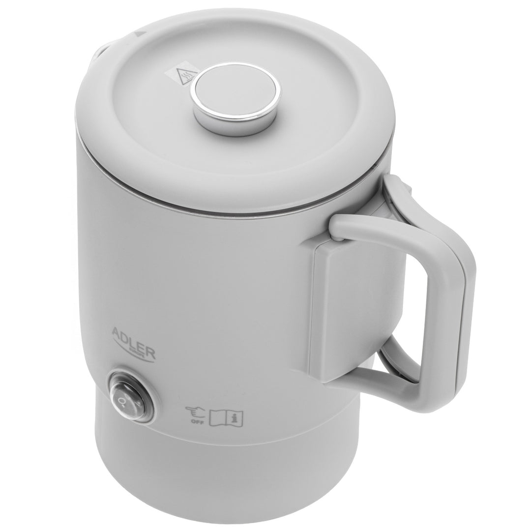 Bollitore elettrico Adler, da viaggio, doppia parete, capacità 0,8 l, potenza max. 650 W, grigio, AD 1388