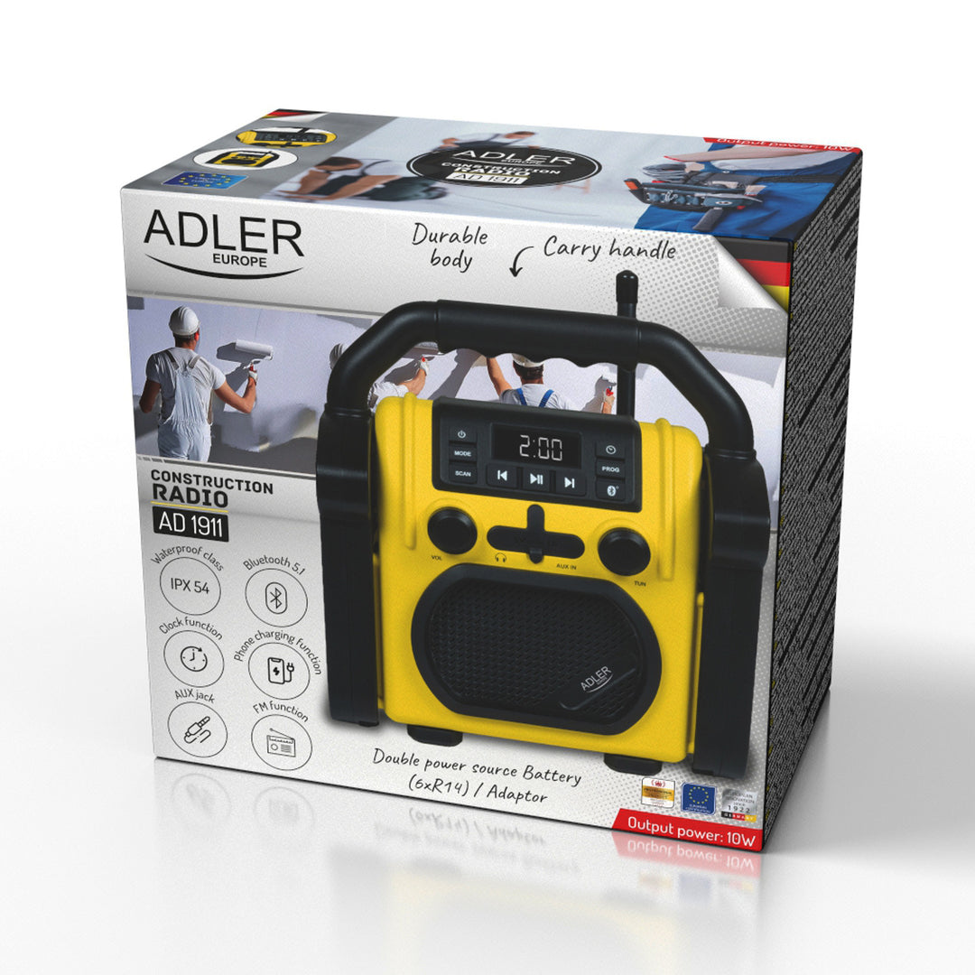 Radio da cantiere Adler, Bluetooth 5.1, IPX 54, potenza 10 W, AD 1911