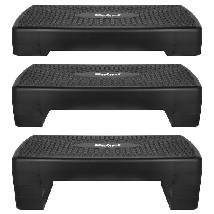 Step per aerobica e fitness Rebel Active, 3 gradini, 68 cm, nero, RBA-3227-BK
