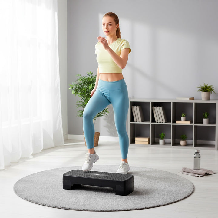 Step per aerobica e fitness Rebel Active, 3 gradini, 68 cm, nero, RBA-3227-BK