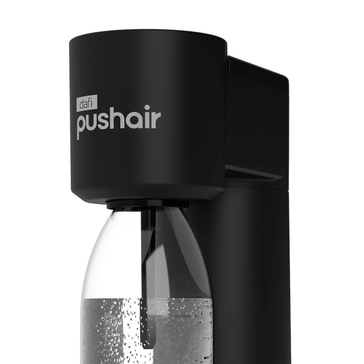 Saturatore Dafi Push Air, colore nero, in dotazione 2 bottiglie da 0,7 L e una bombola di CO₂