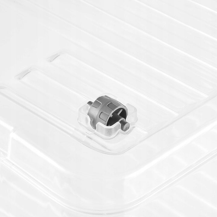 Contenitore con coperchio Leo Keeper, capacità 37 litri, trasparente, dotato di rotelle, coperchio con chiusura a clip