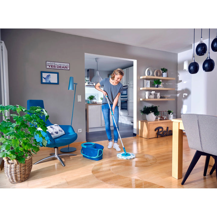 Set Clean Twist Leifheit, mop rotante e secchio, manico regolabile in lunghezza, capacità del secchio 6 L, panno Micro duo, 52101