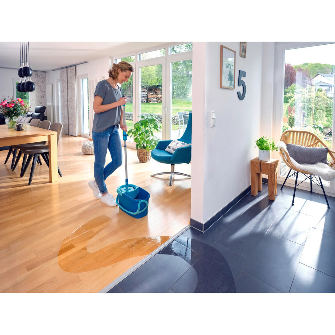 Set Clean Twist Leifheit, mop rotante e secchio, manico regolabile in lunghezza, capacità del secchio 6 L, panno Micro duo, 52101