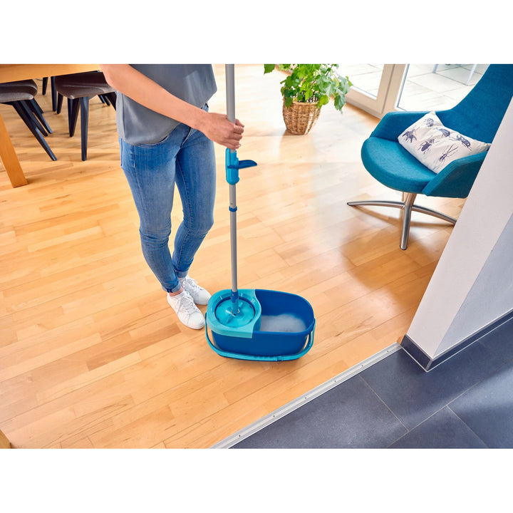 Set Clean Twist Leifheit, mop rotante e secchio, manico regolabile in lunghezza, capacità del secchio 6 L, panno Micro duo, 52101